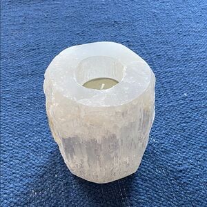 White Selenite crystal stone Candle Holder